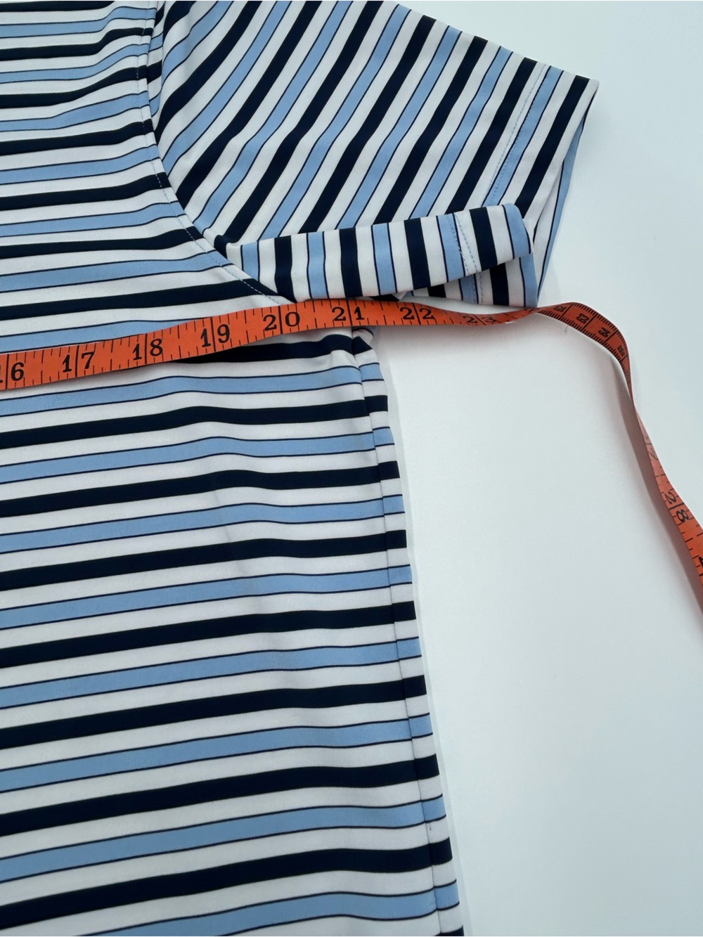 Lands' End Men’s Striped Polo in Navy, Light Blue & White M - Picture 5 of 9